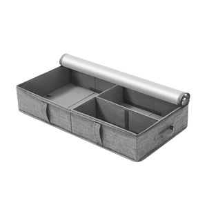 Fabric Clothing Storage <b>Box</b> 50L Rectangle Under Bed Organizer With Transparent Divider <b>Foldable</b> For Clothes Organization - Product Image 4