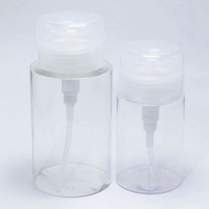 Bouteilles en plastique personnalisées de 60, 100, 150, 200 ml (2 oz, 5 oz) à épaule plate pour nettoyant cosmétique et lotion, avec bouchon et pompe à impression sérigraphique - Product Image 1