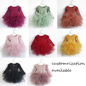 Vestito Tutù da <span class=keywords><strong>Ballerina</strong></span> con Maniche Lunghe in Tulle, Colore Rosso Foglia d'Acero, per Bambina, Autunno Inverno - Product Image 6