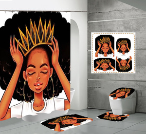 Personalizado <span class=keywords><strong>de</strong></span> alta calidad respetuoso con el medio ambiente elegante Linda chica bonita impresión 3D poliéster 4 piezas impermeable Cortina <span class=keywords><strong>de</strong></span> ducha conjunto cortina <span class=keywords><strong>de</strong></span> <span class=keywords><strong>baño</strong></span> - Product Image 1