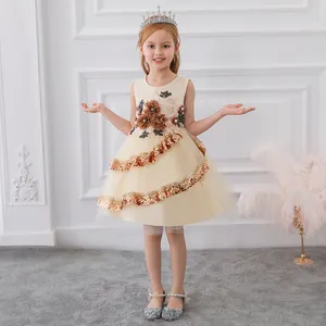 MQATZ 어린이 멋진 드레스 소녀 파티 드레스 인도 및 파키스탄 의류 여아 스팽글 플라워 스커트 L5148