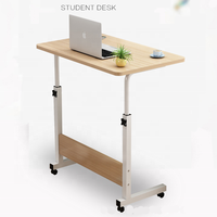 Canapé de salon bon marché Table d'appoint pour ordinateur portable Bureau d'ordinateur de chevet réglable en hauteur avec plateau en bois amovible avec roulettes