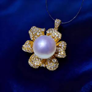 31426DIY S925 Silver Pendant Holder with 11-14mm Round Beads Empty Space for DIY Pearl Accessories <b>Concealer</b> Necklace Pendant - Product Image 2