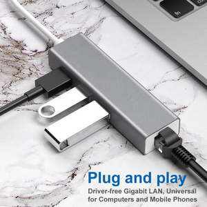 Siêu Slim 4-Port USB-C <span class=keywords><strong>Adapter</strong></span> USB 3.0 Type-C HUB với RJ 45 1000Mbps USB-C HUB cho truyền dữ liệu thả sản phẩm cho máy tính bảng - Product Image 3