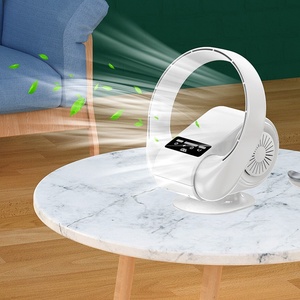 Ventilateur de bureau portable sans pales HEBRON, silencieux, avec affichage numérique LED intelligent, télécommande à cinq vitesses, batterie externe et port USB en forme de tour - Product Image 5
