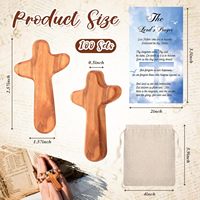 Croix Catholique en Bois Naturel Charme Artisanat Pendentif Cadeau de Pâques Prière pour le Christianisme Bois de Pin Tenant la Prière Objets Sacrés