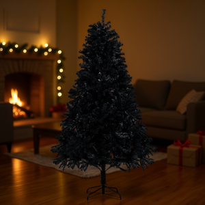 Sapin de Noël artificiel en PVC de 2,10 m, épicéa noir, décoration intérieure avec support, léger, installation facile - Product Image 2