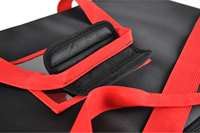 Sac isotherme promotionnel Livraison de nourriture pour vélo et moto Isolation thermique Noir avec garniture rouge Sac de livraison
