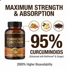 Cápsulas de Extracto de Cúrcuma Silvestre OEM con <span class=keywords><strong>Pimienta</strong></span> <span class=keywords><strong>Negra</strong></span> y Jengibre, 95% Curcuminoides, Alta Absorción, Certificado GMP, Apoyo para las Articulaciones - Product Image 3