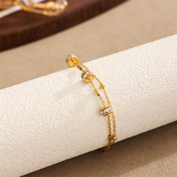 Bracelets en acier inoxydable avec strass et perles porte-bonheur pour femmes, tendance, étanches, plaqués or 18 carats PVD, bijoux en gros disponibles