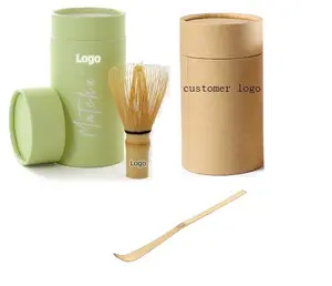 China Hot-selling Japanese Matcha Whisk Accessory Set Bamboo Whisk and Spoon with paper tube packing