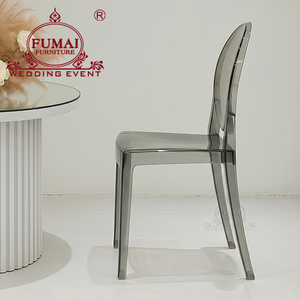 Transparent Acrylic Hotel <b>Chair</b> Modern Solid Back Tapered Leg <b>Stackable</b> Indoor Furniture - Product Image 2