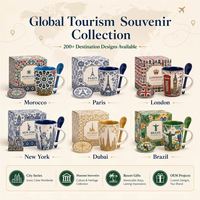 Mug Cangkir Keramik Vintage Motif Geometris Gaya Maroko Dengan Sendok OEM ODM Custom