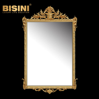 High End Villa Decor Pure Copper Classical Wall Mirror Living Room Background Gold Plated Brass Wall Mirror for Living Room