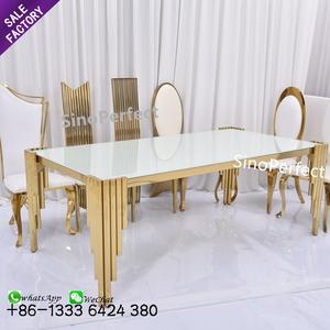Hot Bán Ngoài Trời Tổ Chức Sự Kiện Tiệc Cưới Đảng Trang Trí Nội Thất Vàng Thép Không Gỉ Bảng Thiết Lập Hiện Đại Sang Trọng Hình Chữ Nhật Bàn Ăn - Product Image 3