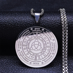 Faith Based Witchcraft Astrology Religious Stainless Steel Divination <strong>Irish</strong> Men Male Round Pendants Fashion <strong>Jewelry</strong> Necklaces - Product Image 2