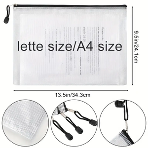 Organiseur de fournitures de <span class=keywords><strong>bureau</strong></span> en PVC imperméable, papeterie pour étudiants, pochette à fermeture éclair en maille transparente A4 personnalisée - Product Image 2