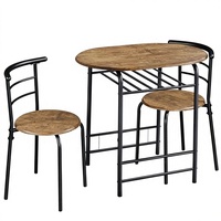 Meilleures ventes - Table à manger moderne en bois 5 pièces avec structure en métal et plateau en bois, 4 places, pour petit appartement, cuisine