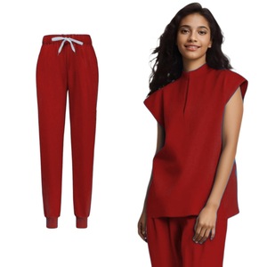 Women <b>Scrub</b> Set Polyester Cotton Knitted Moisture Wicking Hospital Uniforms S XXL - Product Image 4