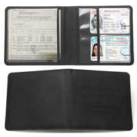 Cartera de moda de PU con textura de lichi, tarjetero multifuncional, porta documentos de coche de tamaño corto para permiso de conducir y documentos del vehículo.