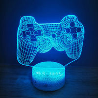 Lampe de Chevet LED Tactile Personnalisée pour Console de Jeu 3D, avec Chargeur USB, Rangement en Acrylique et Impression Lumineuse Couleur