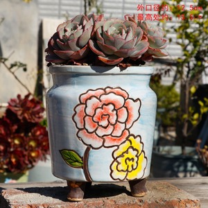 Maceta <span class=keywords><strong>de</strong></span> Arcilla Rústica Pintada a Mano Estilo Retro MSH para Suculentas, Decoración <span class=keywords><strong>de</strong></span> Jardín - Product Image 4