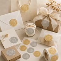 Autocollants personnalisés gaufrés or et argent mat, étiquettes thermocollantes pour invitations de mariage et emballages cadeaux
