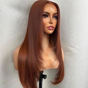 Perruque à <span class=keywords><strong>frange</strong></span> en <span class=keywords><strong>cheveux</strong></span> humains vierges lisses, sans colle, pour femmes, pré-épilée, prête à porter, à prix abordables - Product Image 1
