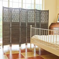 Paravent pliant Art Déco 669 pouces, 6 panneaux, en bois sculpté, écran d'intimité autoportant et portable pour la maison