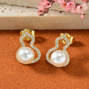 Ensemble de bijoux pour femmes, collier et boucles d'oreilles en zircon et perles plaquées or 18 carats, vente en gros de mode, pour mariage, fiançailles, fête - Product Image 2