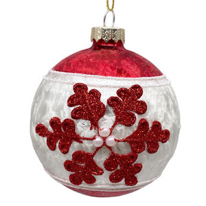 <span class=keywords><strong>Boule</strong></span> <span class=keywords><strong>de</strong></span> verre peint avec flocon <span class=keywords><strong>de</strong></span> neige, 8cm, 1 pièce, <span class=keywords><strong>rouge</strong></span> et blanc, pour noël, vente en gros - Product Image 4