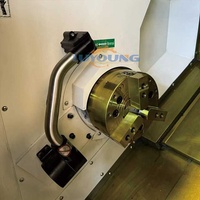 Torno CNC de Bancada Inclinada Horizontal de Alta Precisión TCK50 con Sistema de Control GSK, Mandril Hidráulico Automático y Contrapunto