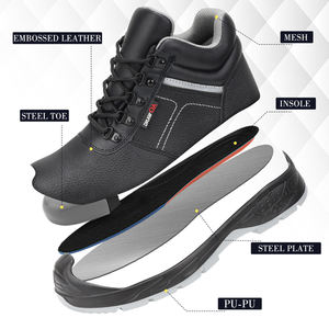 JIANKUN-AW SBP hommes travail chaussures de sécurité Anti-smash Anti-crevaison peau de vache en relief supérieur PU semelle extérieure nouveau acier orteil travail bottes de sécurité - Product Image 3