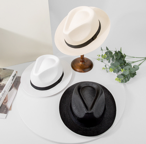 Cl52204 bán buôn Panama giấy rơm Mũ ngắn vành Unisex phong cách Chất lượng cao Fedora mũ rơm Sun Visor <span class=keywords><strong>hat</strong></span> - Product Image 2