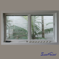 Fenêtre à persiennes en verre extérieur, cadre en aluminium blanc, persiennes givrées, ventilation, fenêtres étanches, volets réglables