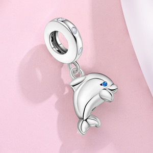 Pendentif dauphin mignon en cuivre blanc populaire, design original, bracelet DIY polyvalent, accessoire, vente en gros pour femmes - Product Image 4