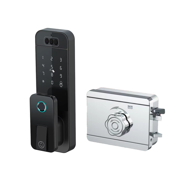 IP65 Waterproof 3D Face Fingerprint Rim Gate Smart Lock With Camera Matter Smart Door Lock Tuya Smart Door Lock