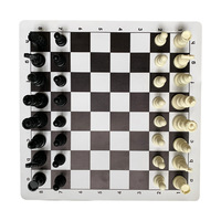 Jeu d'échecs portable personnalisé en cuir PU pour enfants, étudiants et débutants ; Échecs de qualité tournoi en coffret, hauteur du roi 95 mm