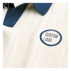 Suéter con Certificación GRS, Fabricante de Suéteres, Logotipo Personalizado Bordado, Suéter de Fútbol de Manga Corta de Algodón y Poliéster para Hombre, Polo de Punto - Product Image 3