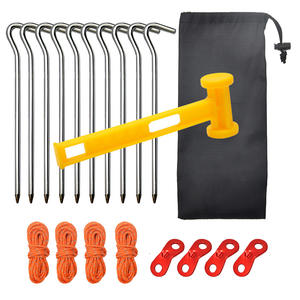 Ensemble de piquets de tente en alliage d'aluminium, 7 pièces, avec corde et pinces pour bâche, pour le camping et l'extérieur, piquets de sol légers et résistants au vent - Product Image 2