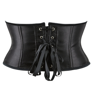 Corsé Vintage de Tela para Mujer, <span class=keywords><strong>Cinturilla</strong></span> Ajustable con Cordones, Corte Doble Superior e Inferior, Corsé Curvo para Cintura - Product Image 3
