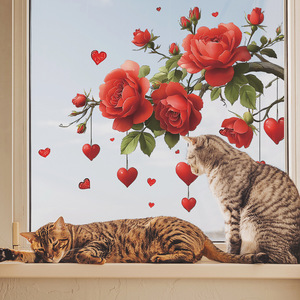 Adesivi <span class=keywords><strong>Murali</strong></span> Romantici a Forma di Albero di Rose Rosse, Adesivi Rimovibili in Vinile di Grandi Dimensioni per Soggiorno e Camere da Letto - Product Image 5