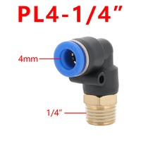 Connecteur rapide pneumatique bleu PL PT1/8"/1/4"/3/8"/1/2" mâle coudé à angle droit en L pour tuyau d'air/eau d'irrigation, adaptateur 4/6/8/10