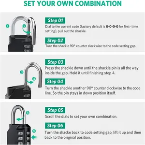 1pc Combination Lock Resettable 4 Digit <b>Padlock</b> with Combination Waterproof and Heavy Duty Combination <b>Padlock</b> Outdoor - Product Image 4