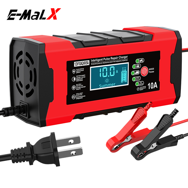 Quick Charging Automatic Switch 12V-10A/24V-5A Cars Motorcycles Smart Pulse Repair Battery Charger and Maintainer with CE FCC UL