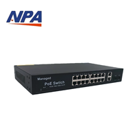 Switch de Red PoE de 16 Puertos con 2 Puertos SFP de Enlace Ascendente Gigabit, VLAN, Switch PoE Gigabit Ethernet Sin Administración Web AP-33416GE