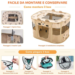 Parque de juegos profesional y resistente para perros pequeños y gatos, con cubierta de techo extraíble y lavable, diseño multipanel, tipo tienda de campaña de viaje, en tela Oxford. - Product Image 5