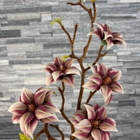 Bunga Magnolia Buatan Tangan Berkualitas Tinggi, Lembut, Realistis, Grosir, Tangkai Tunggal, untuk Tahun Baru Imlek dan Natal