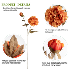 Bouquet de pivoines artificielles en plastique à 2 têtes, gaufrées, pour décoration photo écologique - Product Image 5