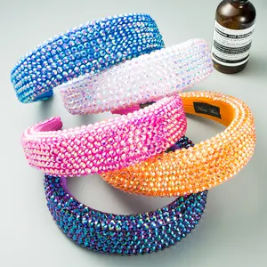 Flannelette Solid Color Hairband Studded Thick Sponge Resin Headband Women